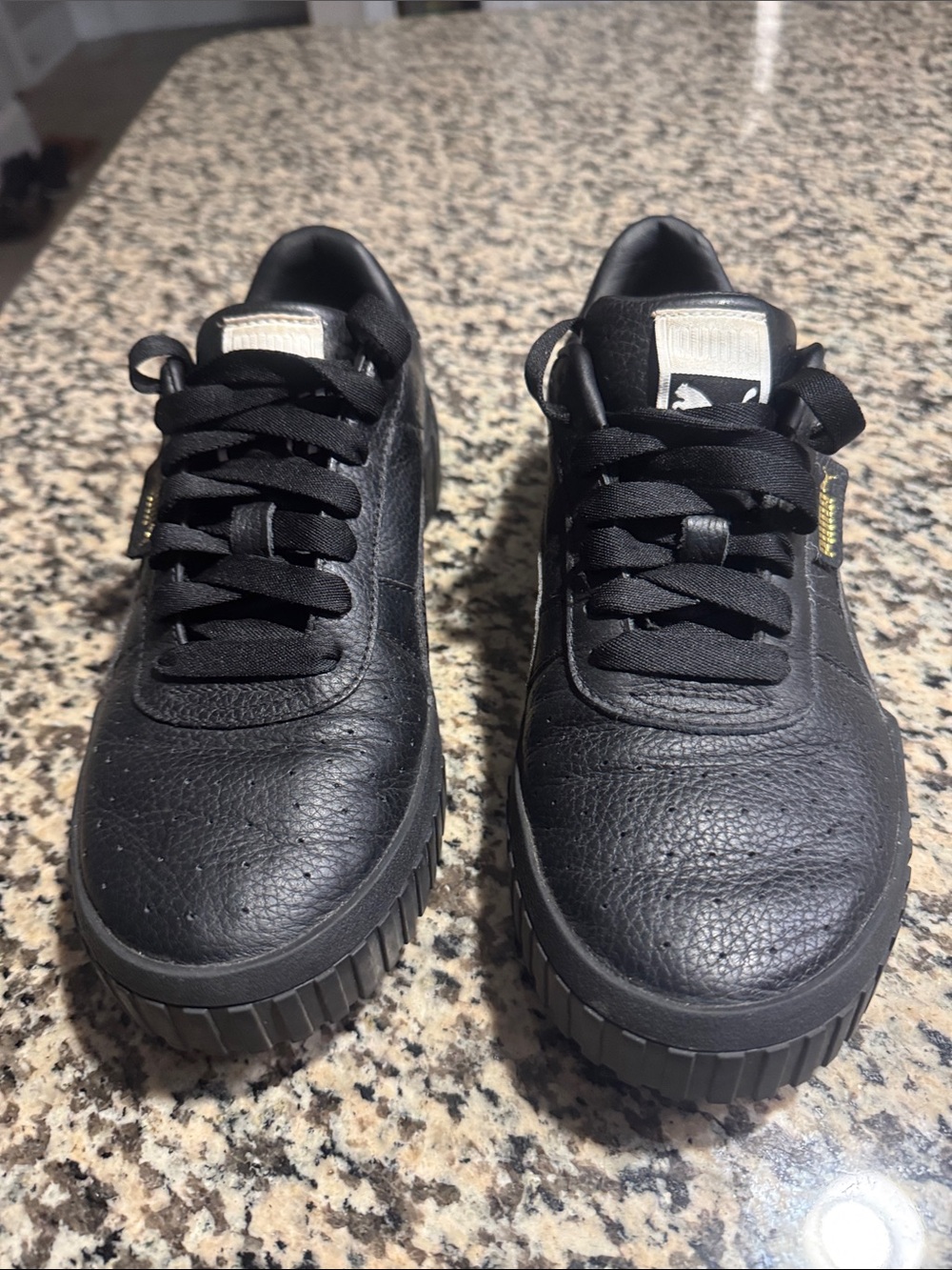 Puma Black Leather Casual Platform Sneakers